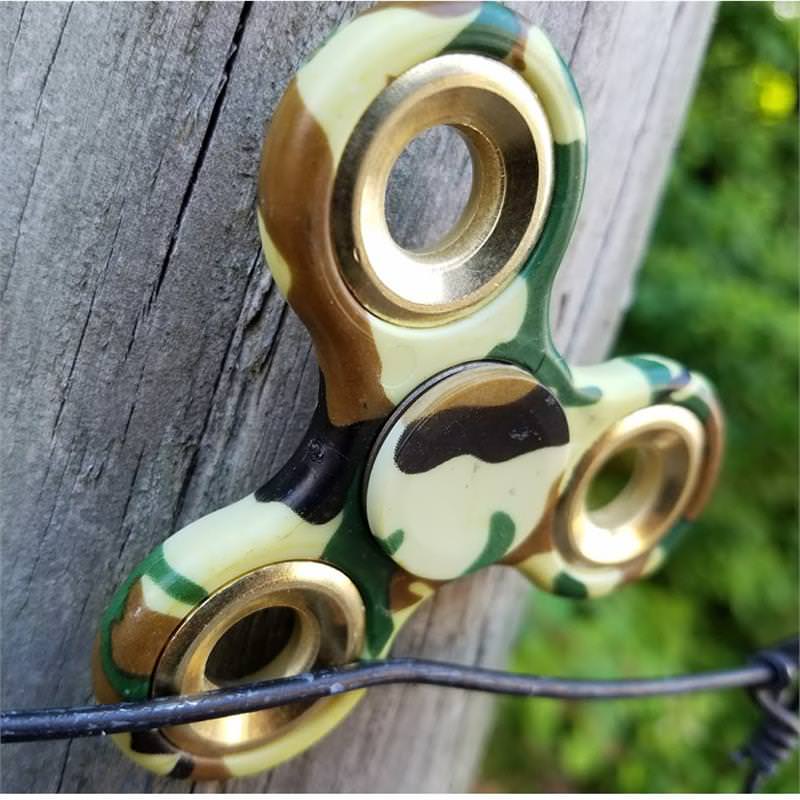 Hand Finger Spinner Green Camo Stress Relief Tri Fidget High Speed Collectible Weapons - Tophatter Daily Deals